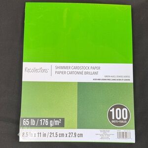 Recollections Vibrant Green Shimmer Cardstock Green Hues 65 lb 8.5 in x 11 inch